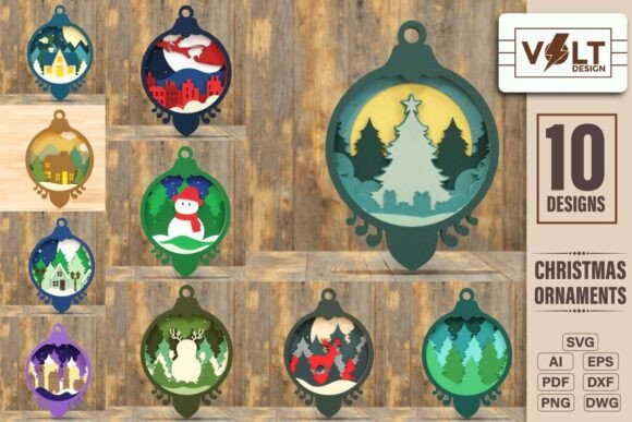 Download Christmas Ornament 3D SVG BUNDLE of 10 - Christmas Collection