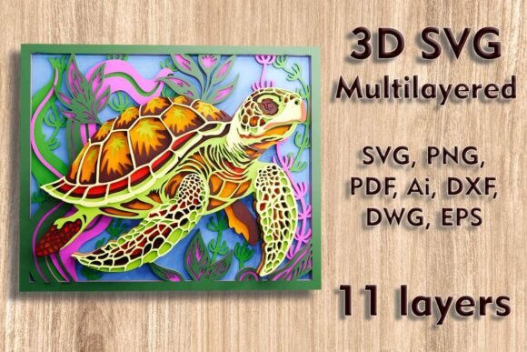 Download Sea Turtle 3d SVG Multilayer Laser Files - Premium Resources