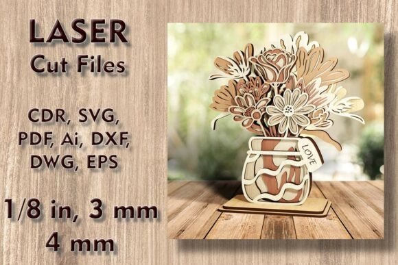 Download Vase with Flowers 3D Laser Cut Files - 3d laser cut files Collection