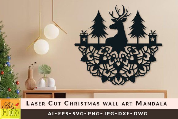 Download Laser Cut Christmas Wall Art Mandala SVG - Christmas Collection