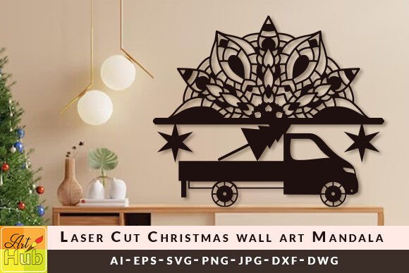 Download Laser Cut Christmas Wall Art Mandala SVG - Christmas Collection