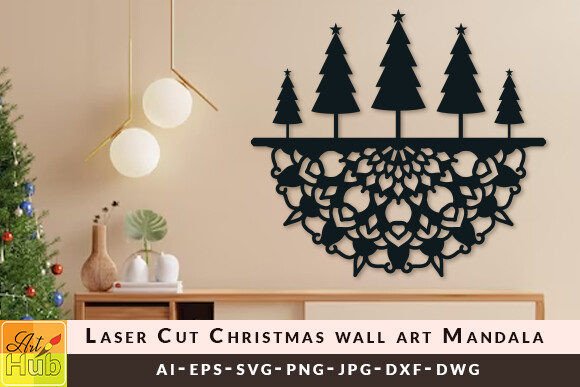Download Laser Cut Christmas Wall Art Mandala SVG - Christmas Collection