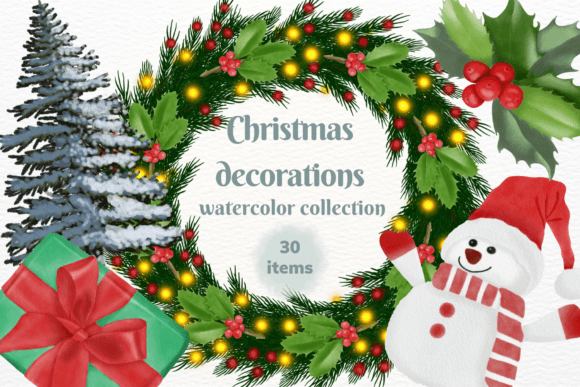 Download Christmas Decorations Watercolor - Christmas Collection