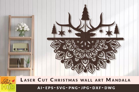 Download Laser Cut Christmas Wall Art Mandala SVG - Christmas Collection