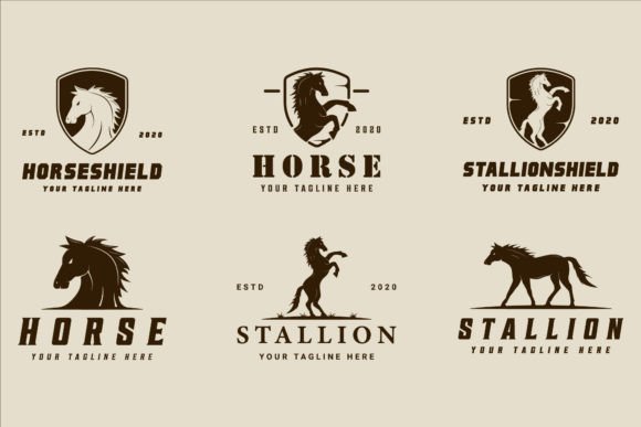 Download Set of Silhouette Horse Logo Vector - Premium Resources