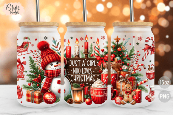 Download Christmas 16oz Glass Can Wrap PNG - Christmas Collection