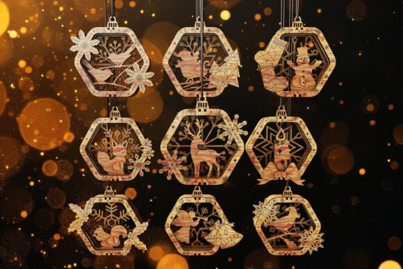 Download Wooden Hexagon Christmas Ornaments - Christmas Collection