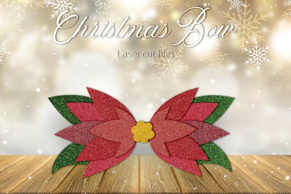 Download Christmas Poinsettia Bow Laser Template - Christmas Collection