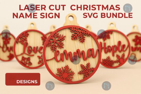 Download Laser Cut Christmas Name Sign SVG Bundle - Christmas Collection