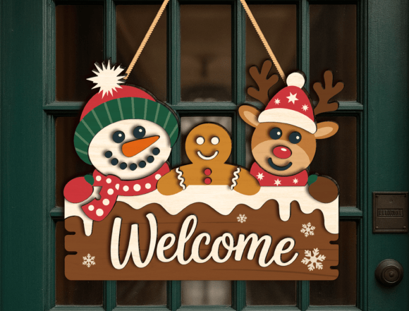 Download Welcome Christmas Friends Door Sign SVG - Christmas Collection