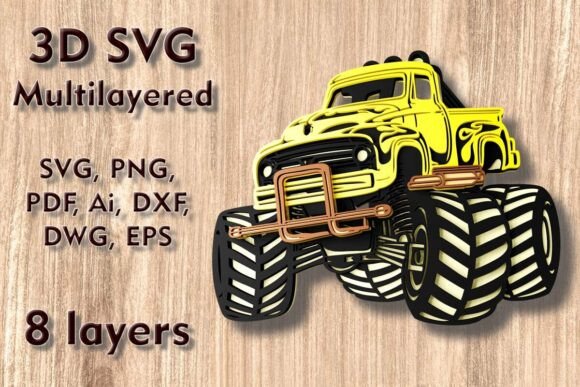 Download Monster Truck 3D SVG Multilayer Cut File - Multilayer Collection