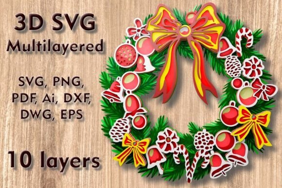 Download Christmas Wreath 3D SVG Laser Cut Files - Christmas Collection